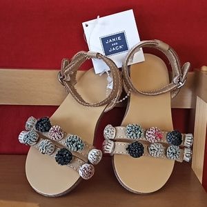 NWT JANIE AND JACK Sandals. Toddler Size 6. Genuine Leather with Colored Rosette